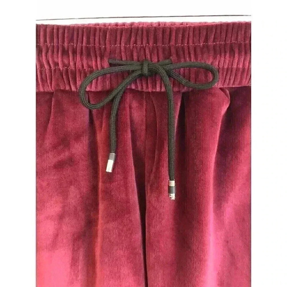 Women’s Burgundy Small Soft Pull On Jogging Pants Elastic And Tie Waist Pocket - Picture 2 of 5